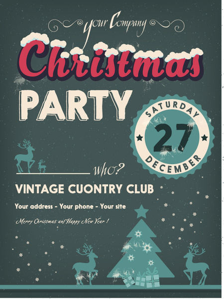 Christmas Party Banner design mit dunklem Hintergrund