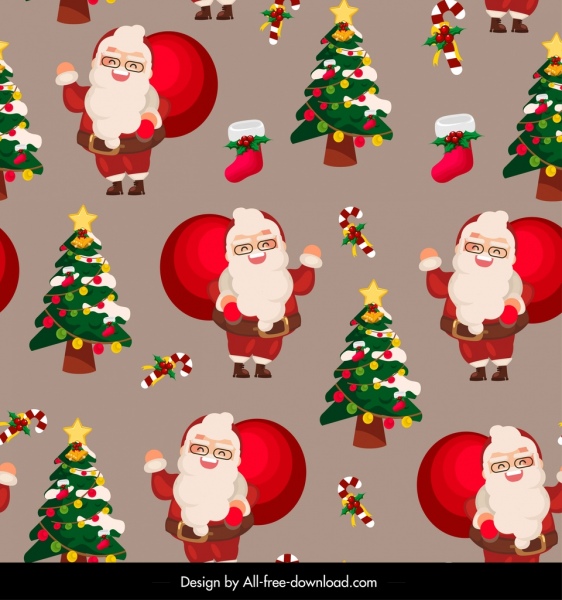 크리스마스 패턴 귀엽다 산타 클로스 전나무 나무 장식