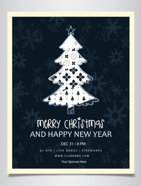 Рождественский постер РПИ дерево значок темный дизайн