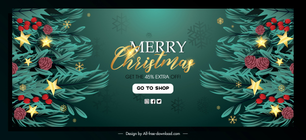 Рождественская продажа баннер шаблон игристых елка декор