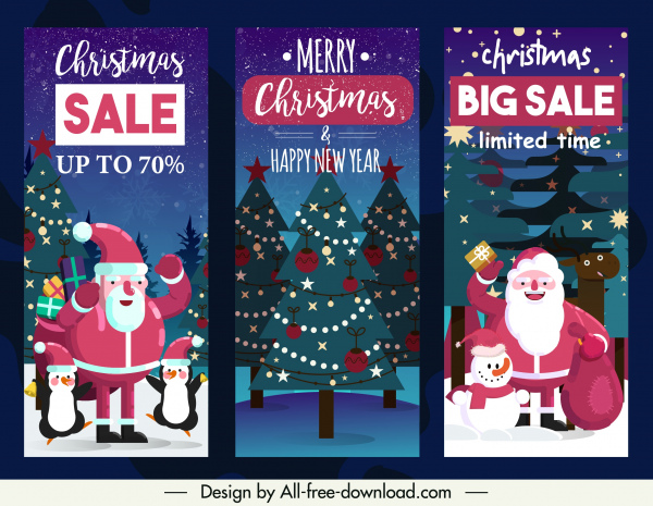 Weihnachten Verkauf Flyer Vorlagen klassische Santa Tanne Bäume Dekor