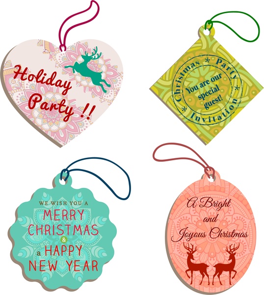 Natal tags coleção várias formas no padrão de vinheta