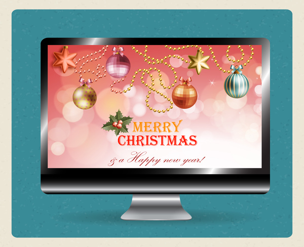 modello di Natale disegno sullo schermo del computer