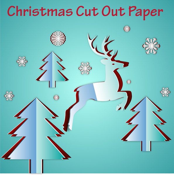 Weihnachts-Vorlage entwerfen mit ausgeschnittenen Papier Stil