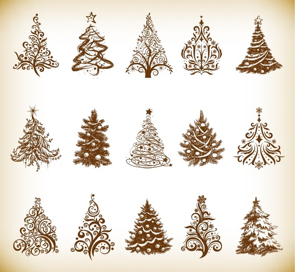Noel ağacı vektör grafik set