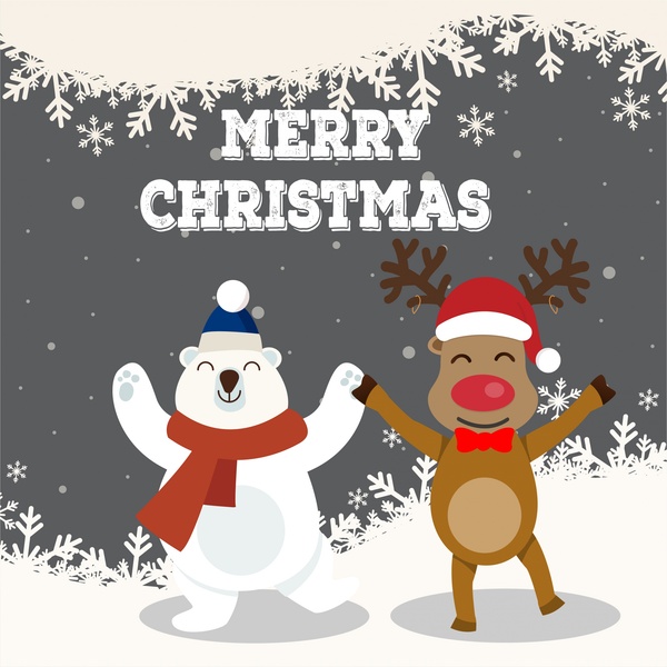 Weihnachten-Vektor-Illustration mit weißen Bären und Rentiere