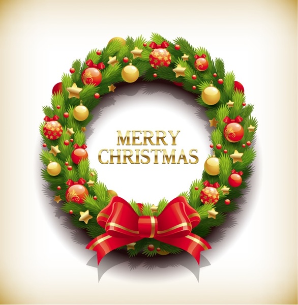 Natal wreath dengan dekorasi vecror ilustrasi