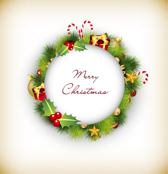 Natal wreath dengan dekorasi vektor ilustrasi
