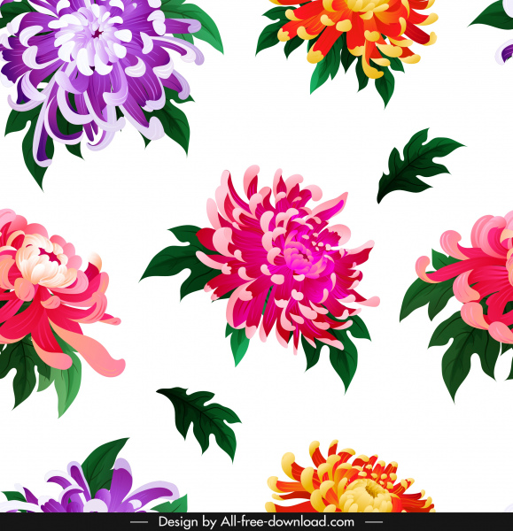 菊の花びら背景カラフルな繰り返し装飾