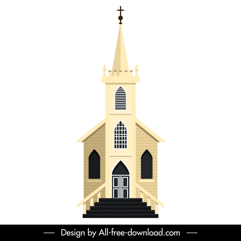 ikon tanda arsitektur gereja desain gaya barat simetris