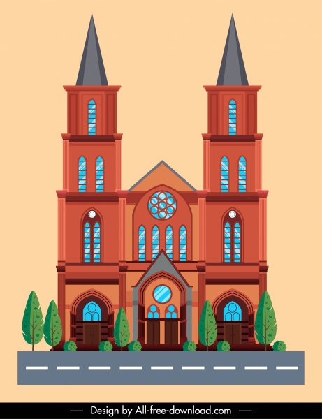 modelo de arquitetura da igreja elegante decoração europeia clássica