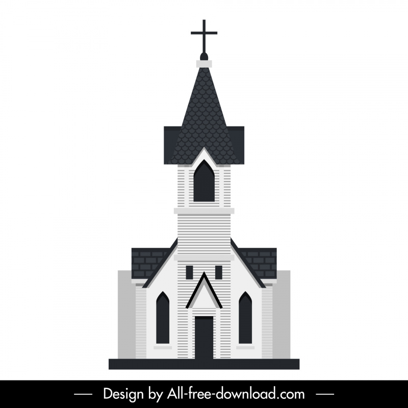 icono de signo de iglesia blanco blanco plano boceto de estilo europeo