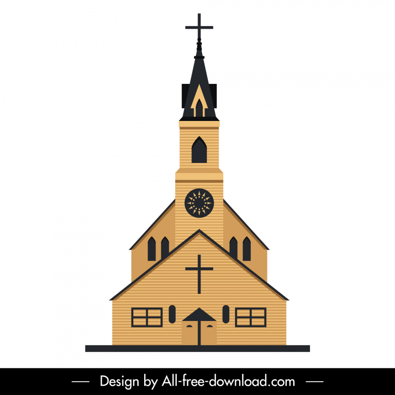 ícone do sinal da igreja esboço simétrico da arquitetura europeia