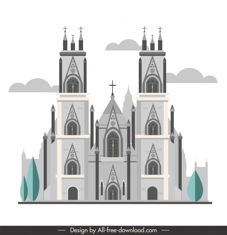 igreja york minster sinal modelo retro esboço plano design simétrico