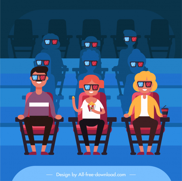 Kino Hintergrundbrille Publikum Skizze Cartoon-Design