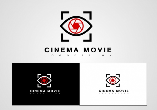 bioskop film logotype mata ikon teks dekorasi