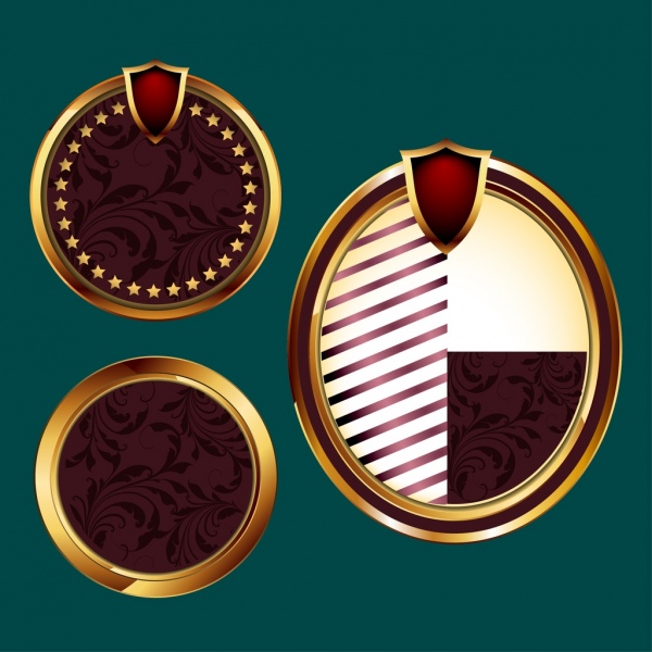 圓形徽章收集閃亮的古典棕色設計