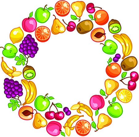 vetor de frutas frescas de arranjo circular