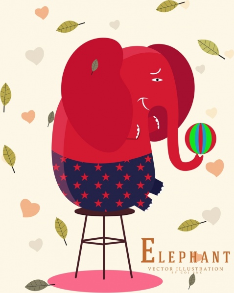 서커스 광고 코끼리 성능 떨어지는 나뭇잎 색된 만화