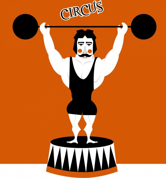 personnage de dessin animé cirque fond athlète icône