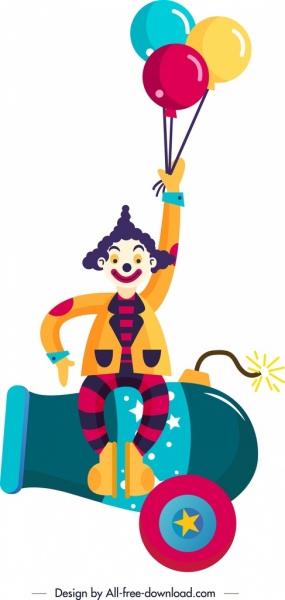 Цирк фон клоун Воздушный шар пушки иконы красочным декором