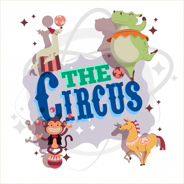 Circo banner animali icone decori