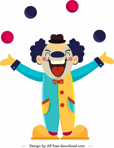 esboço de personagem do circo palhaço ícone dos desenhos animados engraçados