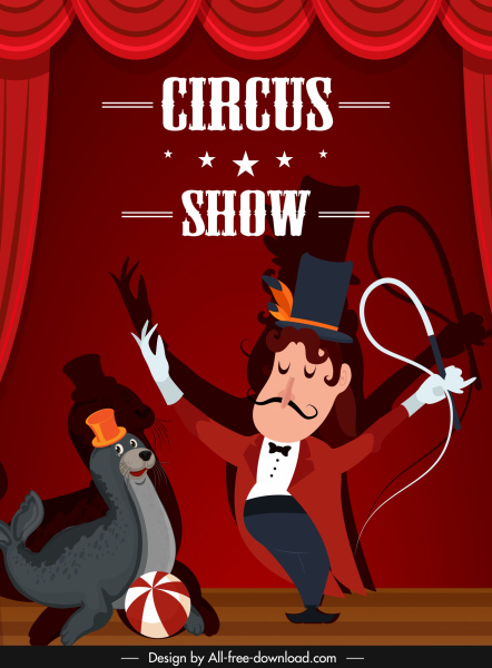 conception de dessin animé de dessin animé de dessin animé de spectacle de performance d’affiche de cirque