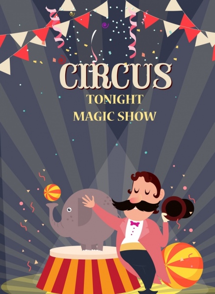 цирковое шоу рекламы eventful дизайн цветной мультфильм