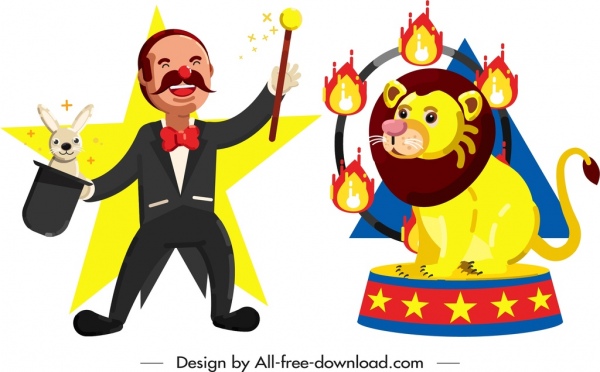 sirk büyücü aslan karakterler yerine simgeleri simgeleri