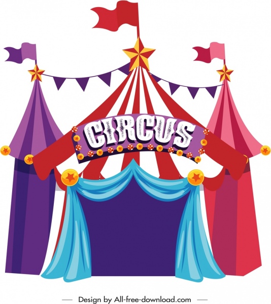 projeto clássico colorido de ícone de tenda de circo