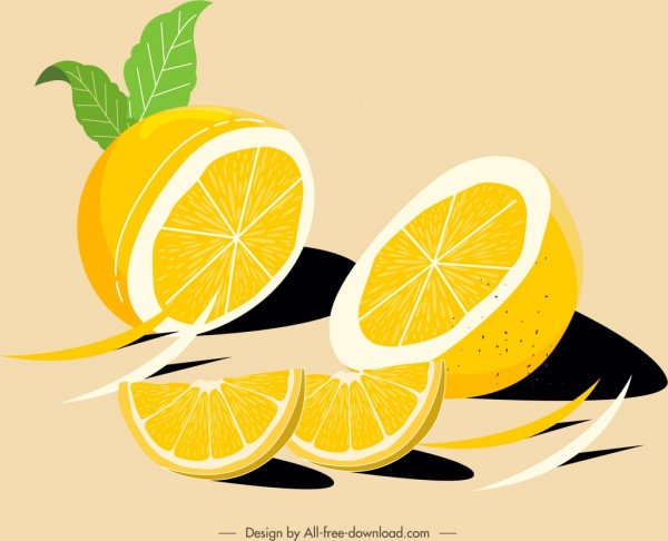 柑橘類の果物の絵画スライススケッチは、古典的な手描きの色