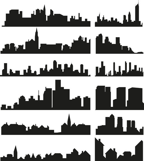 City Building Creative Silhouettes Design Vector