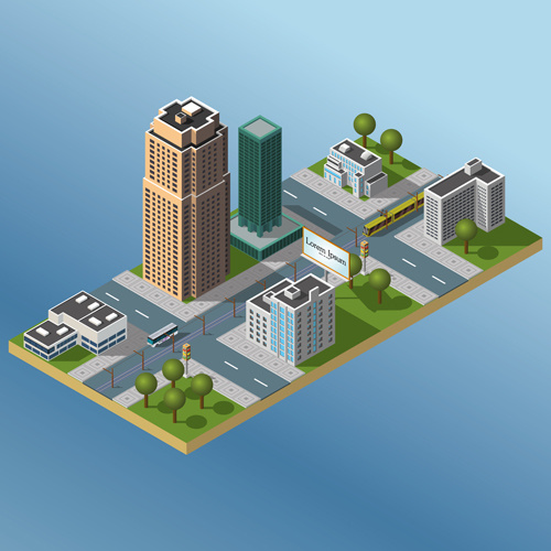 vetor de modelo plano de edifícios de cidade