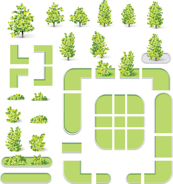 Stadt Karte und grüner Baum Vektor