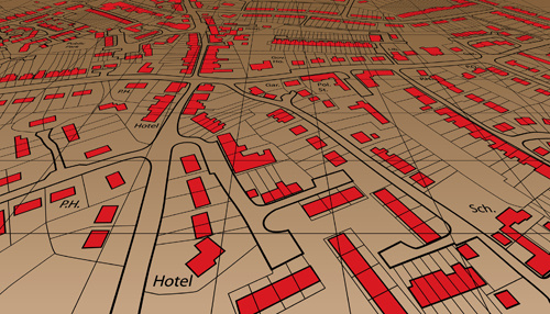 Bản đồ được thiết kế nguyên tố thành phố các vector.