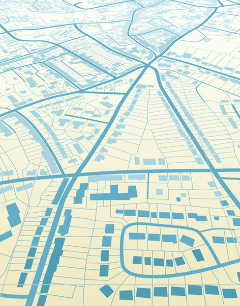 Mapa de la ciudad elementos de diseño vectorial