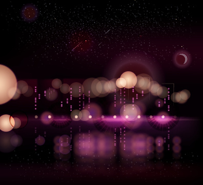 noche de la ciudad de Halo fondo vectores gráficos en color