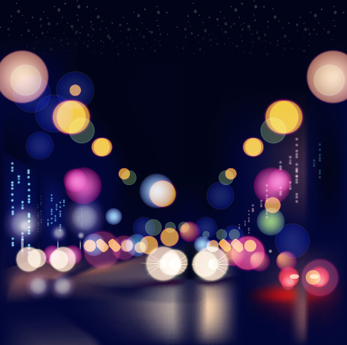 City Night Colored Halation Background Vector Graphics