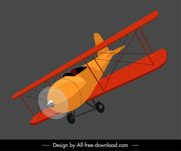 ikon model pesawat klasik desain 3d terbang