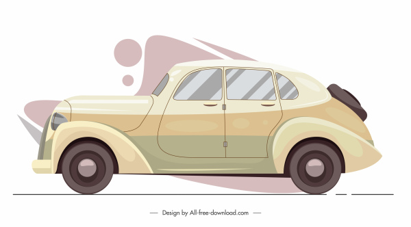 클래식 자동차 모델 아이콘 컬러 플랫 스케치