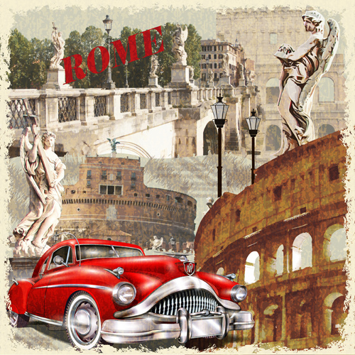 auto e Viaggi vintage poster vettoriale