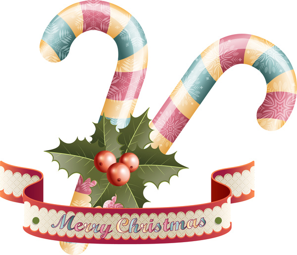 cổ điển Giáng sinh nền với gậy và ribbon