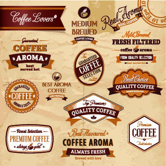 klassische Kaffee Etiketten entwerfen Vektor