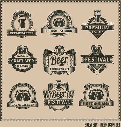 vector creativo de etiquetas de cerveza clásica