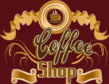küme klasik kahve dükkanı logoları vektör