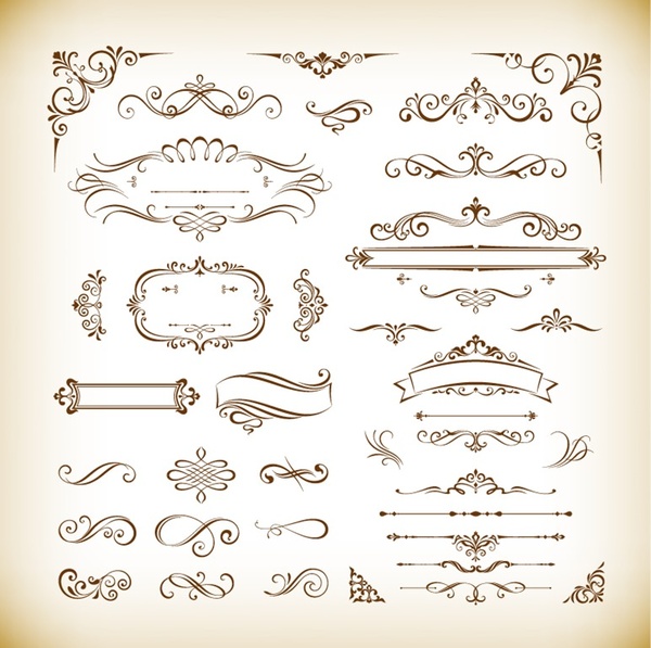 conjunto vectorial de elementos de diseño decorativo clásico
