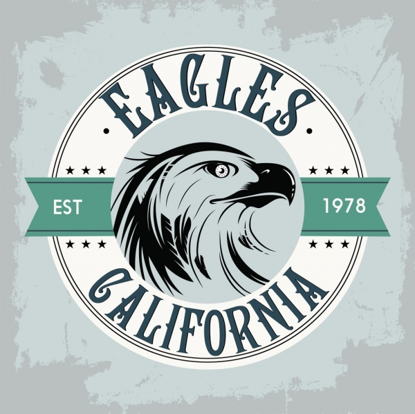 klasik label template eagle ikon datar desain retro