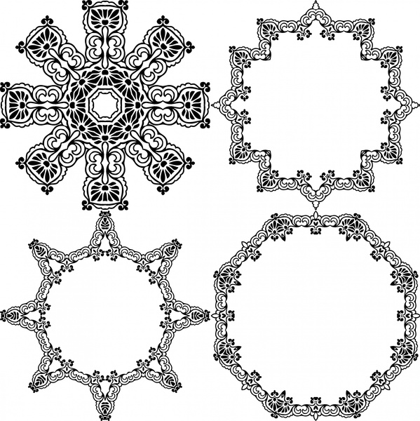 様々 な形状の図と古典的なパターンのフレーム デザイン