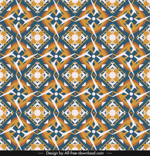 Classical Pattern Template Colorful Flat Repeating Symmetric Sketch